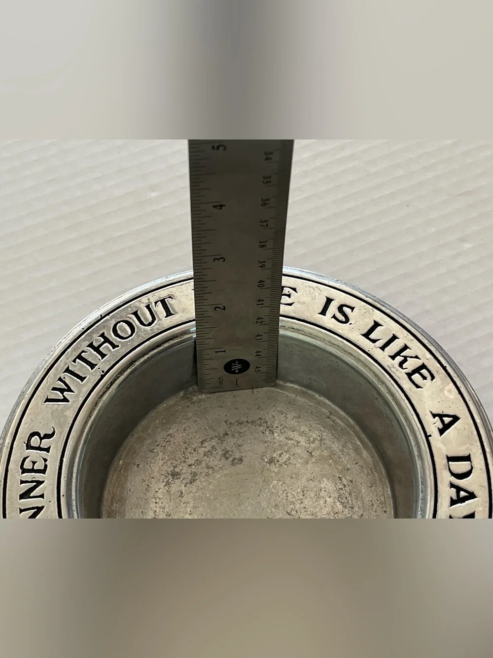 Vintage Pewter Wine Coaster A Dinner Without Wine is Like A Day Without Sunshine